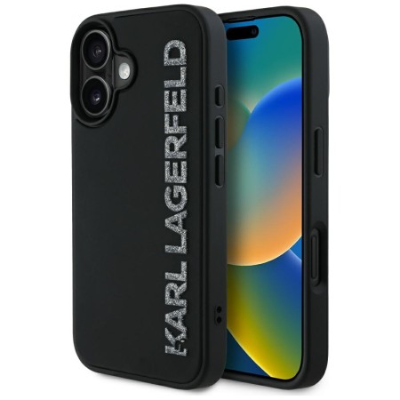 Husa pentru iPhone 16 - Karl Lagerfeld 3D Design - Rubber Elongated Glitter Logo