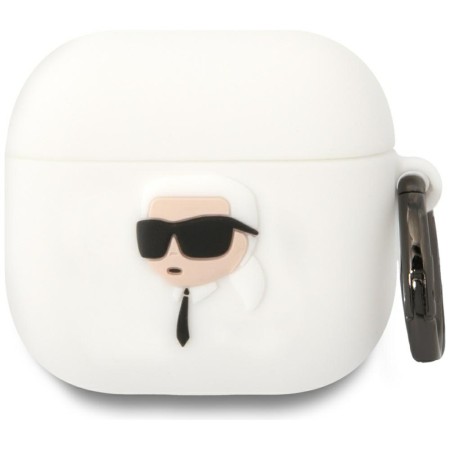 Husa pentru Apple AirPods 4 - Karl Lagerfeld Silicone NFT Karl Head 3D - White