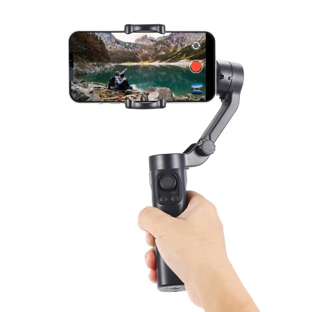 Gimbal pentru Telefon cu 3 Axe si Telecomanda, Pliabil - Techsuit (F5 Plus) - Black