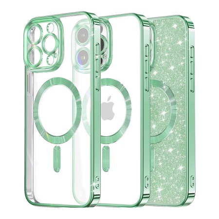 Husa pentru iPhone 12 Pro Max - Techsuit Luxury Glitter MagSafe - Light Green