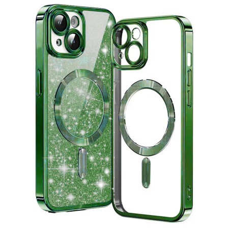 Husa pentru iPhone 13 - Techsuit Luxury Glitter MagSafe - Deep Green