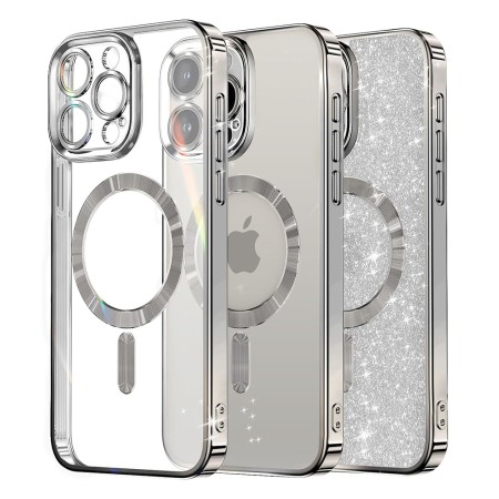 Husa pentru iPhone 13 Pro Max - Techsuit Luxury Glitter MagSafe - Silver