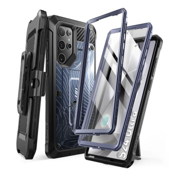 Husa pentru Samsung Galaxy S24 Ultra, Unicorn Beetle Pro, Supcase, Protecție Antișoc, Bumper, Blue Ripple