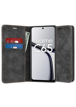 Husa Premium Tip Carte pentru Realme C65 - Protectie 360 Confy, Black