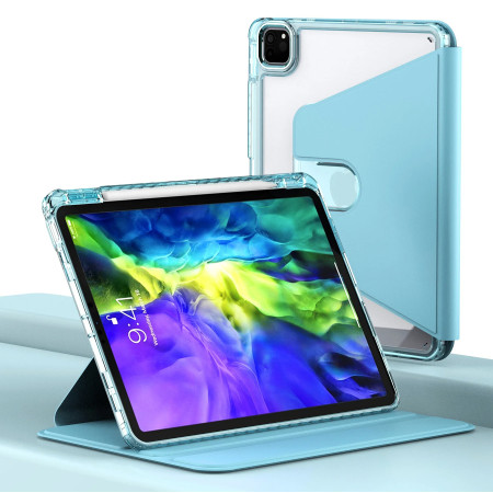 Husa tableta pentru iPad Pro 11 (2024), Crystal Book, Bumper rigid, Bleu