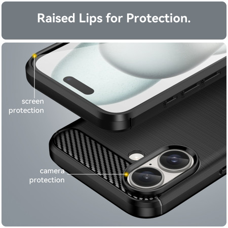 Husa Carbon pentru iPhone 16, Tech Protects Anti-Soc, Black