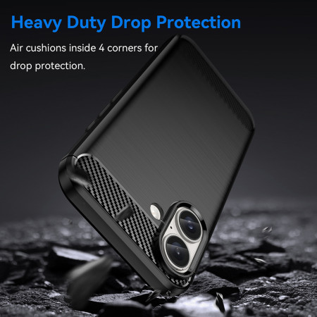 Husa Carbon pentru iPhone 16, Tech Protects Anti-Soc, Black