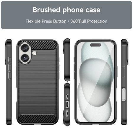 Husa Carbon pentru iPhone 16, Tech Protects Anti-Soc, Black