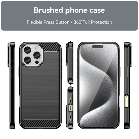 Husa Carbon pentru iPhone 16 Pro, Tech Protects Anti-Soc, Black