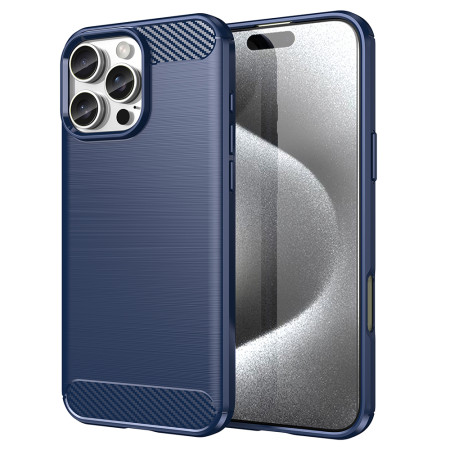 Husa Carbon pentru iPhone 16 Pro, Tech Protects Anti-Soc, Blue