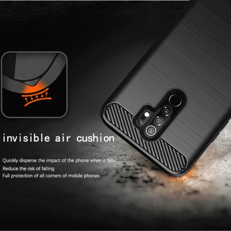 Husa pentru Xiaomi Redmi 9 - Techsuit Carbon Silicone - Black