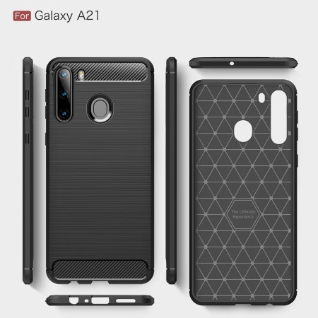 Husa pentru Samsung Galaxy A21 - Techsuit Carbon Silicone - Black