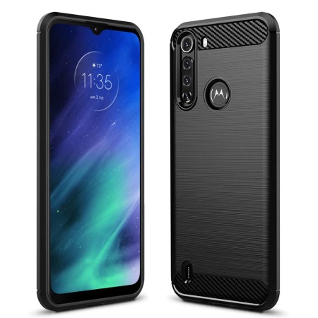 Husa pentru Motorola One Fusion - Techsuit Carbon Silicone - Black