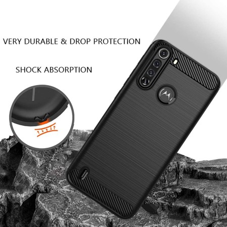 Husa pentru Motorola One Fusion - Techsuit Carbon Silicone - Black