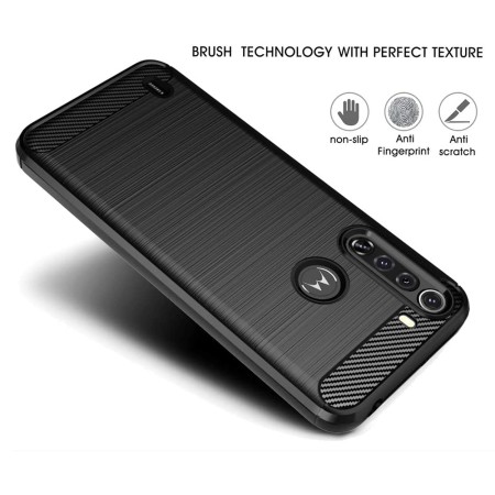 Husa pentru Motorola One Fusion - Techsuit Carbon Silicone - Black