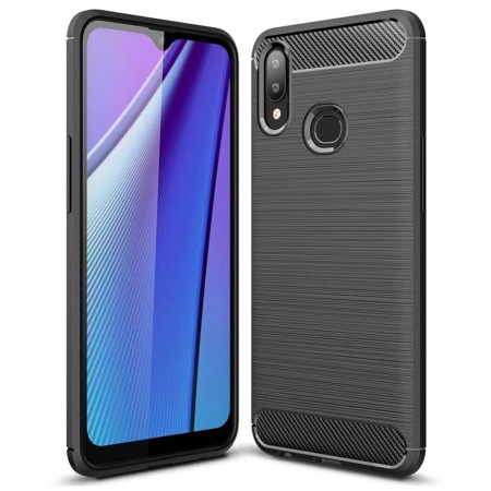 Husa pentru Samsung Galaxy A10s / M01s - Techsuit Carbon Silicone - Black