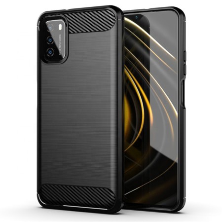 Husa pentru Xiaomi Poco M3 - Techsuit Carbon Silicone - Black