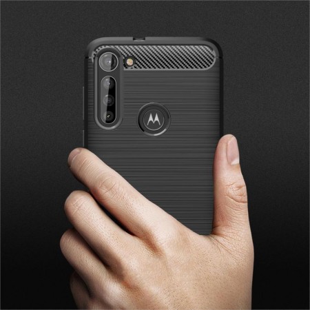 Husa pentru Motorola Moto G8 Power - Techsuit Carbon Silicone - Black