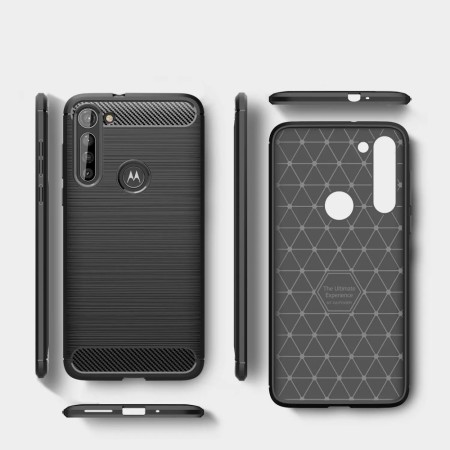 Husa pentru Motorola Moto G8 Power - Techsuit Carbon Silicone - Black