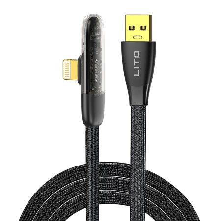 Cablu de Date cu Mufe USB, Lightning, 1m - Lito (LD11) - Black