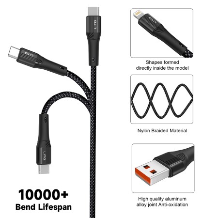 Cablu de Date cu Mufe USB, Type-C 60W, 1m - Lito (LD14) - Black