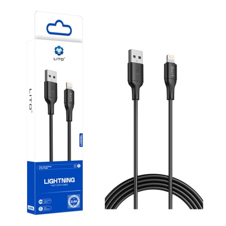 Cablu de Date cu Mufe USB, Lightning, 1m - Lito (LD06) - Black