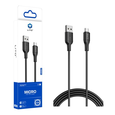 Cablu de Date cu Mufe USB, Micro-USB, 1m - Lito (LD06) - Black