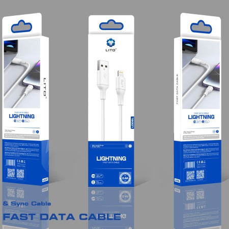 Cablu de Date cu Mufe USB, Lightning, 1m - Lito (LD06) - White