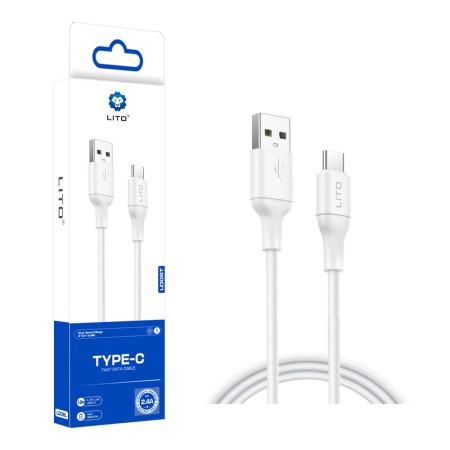 Cablu de Date cu Mufe USB, Type-C, 1m - Lito (LD06) - White