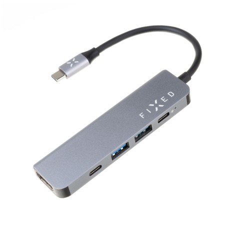 Hub 2 x USB, Type-C, HDMI, Full HD, 5 Gbit/s, 100W - Fixed (FIXHU-MN-GR) - Grey