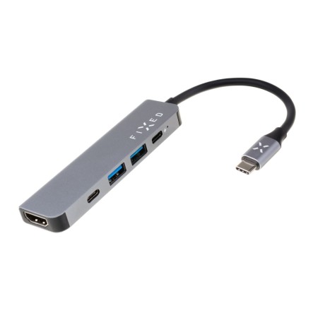 Hub 2 x USB, Type-C, HDMI, Full HD, 5 Gbit/s, 100W - Fixed (FIXHU-MN-GR) - Grey