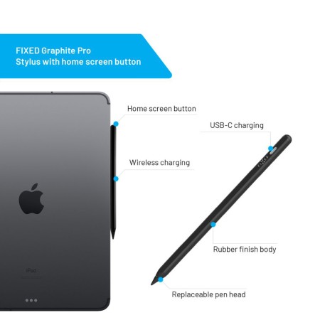 Stylus Pen pentru iPad - Fixed Graphite Pro (FIXGRA2-BK) - Black