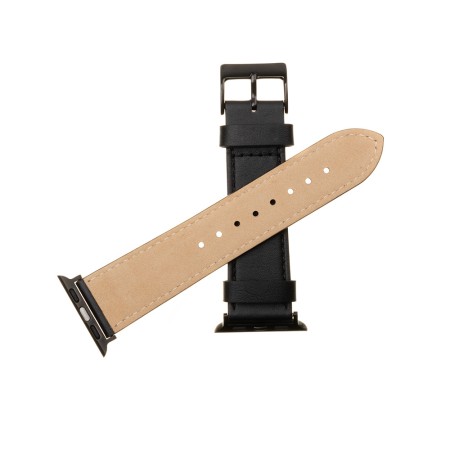 Curea pentru Apple Watch 1/2/3/4/5/6/7/8/9/10/SE/SE 2 (38/40/41/42mm) - Fixed Leather Strap - Black