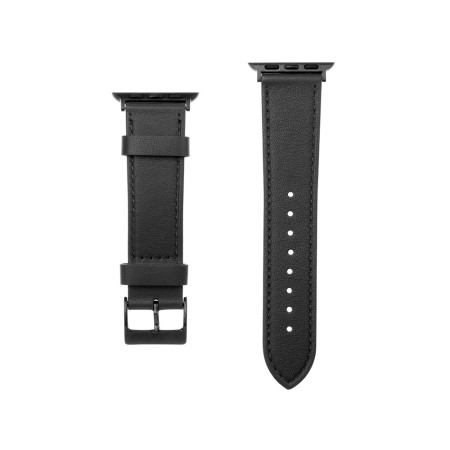 Curea pentru Apple Watch 1/2/3/4/5/6/7/8/9/10/SE/SE 2/Ultra/Ultra 2 (42/44/45/46/49mm) - Fixed Leather Strap - Black