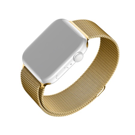 Curea pentru Apple Watch 1/2/3/4/5/6/7/8/9/10/SE/SE 2 (38/40/41/42mm) - Fixed Mesh Strap - Gold