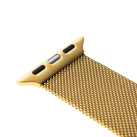 Curea pentru Apple Watch 1/2/3/4/5/6/7/8/9/10/SE/SE 2 (38/40/41/42mm) - Fixed Mesh Strap - Gold