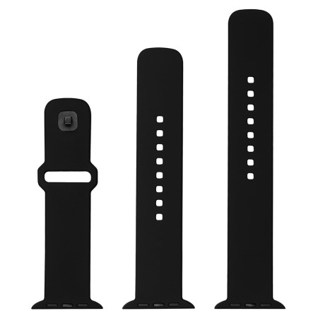 Curea pentru Apple Watch 1/2/3/4/5/6/7/8/9/10/SE/SE 2/Ultra/Ultra 2 (42/44/45/46/49mm) - Fixed Silicone Sporty Strap Set - Black