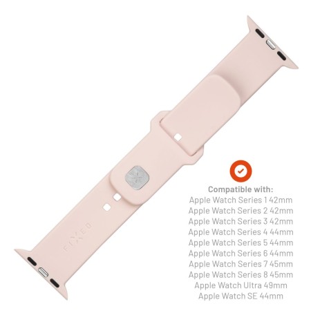 Curea pentru Apple Watch 1/2/3/4/5/6/7/8/9/10/SE/SE 2/Ultra/Ultra 2 (42/44/45/46/49mm) - Fixed Silicone Sporty Strap Set - Pink