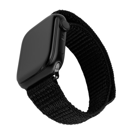 Curea pentru Apple Watch 1/2/3/4/5/6/7/8/9/10/SE/SE 2/Ultra/Ultra 2 (42/44/45/46/49mm) - Fixed Nylon Sporty Strap - Black