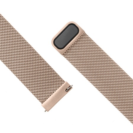 Curea pentru Samsung Galaxy Watch 4/5/Active 2, Huawei Watch GT 3 (42mm)/GT 3 Pro (43mm) - Fixed Mesh Strap - Rose Gold