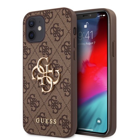 Husa pentru iPhone 12 / iPhone 12 Pro - Guess Hardcase 4G Big Metal Logo (GUHCP12M4GMGBR) - Brown