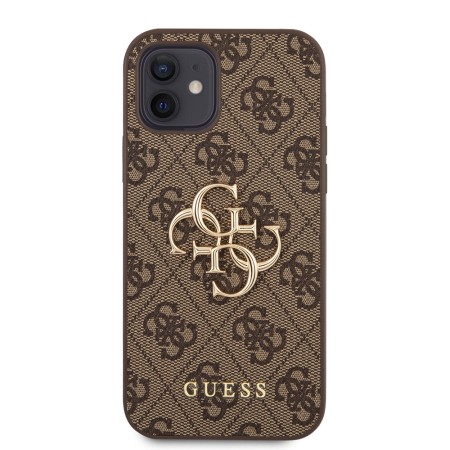 Husa pentru iPhone 12 / iPhone 12 Pro - Guess Hardcase 4G Big Metal Logo (GUHCP12M4GMGBR) - Brown