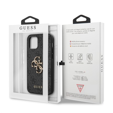 Husa pentru iPhone 12 / iPhone 12 Pro - Guess Hardcase 4G Big Metal Logo ( GUHCP12M4GMGGR) - Grey