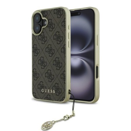 Husa pentru iPhone 16 - Guess Hardcase 4G Charms Collection (GUHCP16SGF4GBR) - Brown