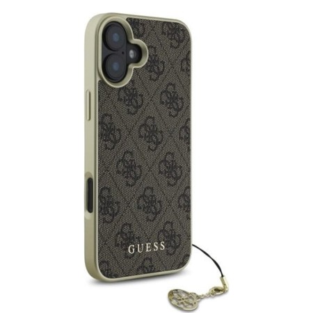 Husa pentru iPhone 16 - Guess Hardcase 4G Charms Collection (GUHCP16SGF4GBR) - Brown