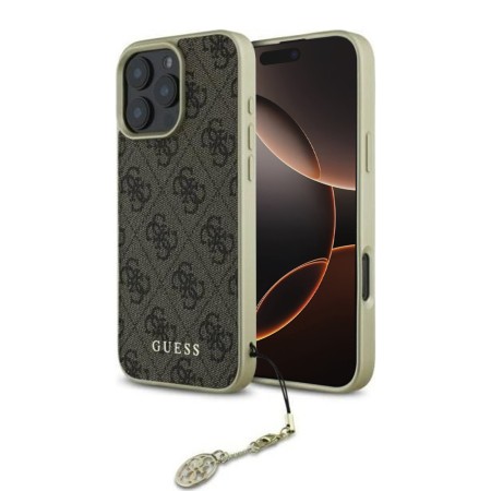 Husa pentru iPhone 16 Pro - Guess Hardcase 4G Charms Collection (GUHCP16LGF4GBR) - Brown