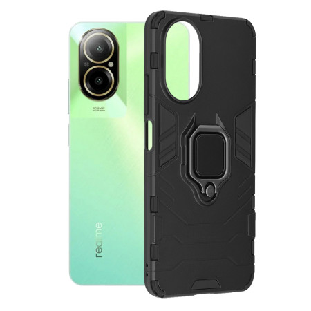 Husa telefon compatibila Realme C67, Inel Magnetic tip Suport Auto, Negru