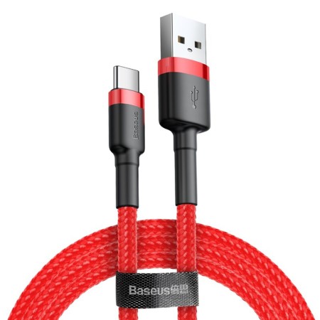 Cablu USB la Type-C, 2A, 3m - Baseus Cafule (CATKLF-U09) - Red