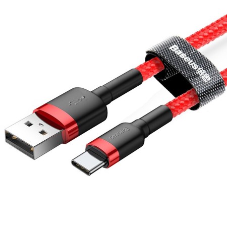 Cablu USB la Type-C, 2A, 3m - Baseus Cafule (CATKLF-U09) - Red