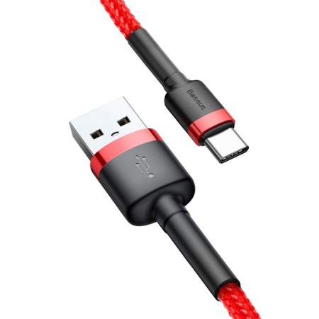 Cablu USB la Type-C, 2A, 3m - Baseus Cafule (CATKLF-U09) - Red